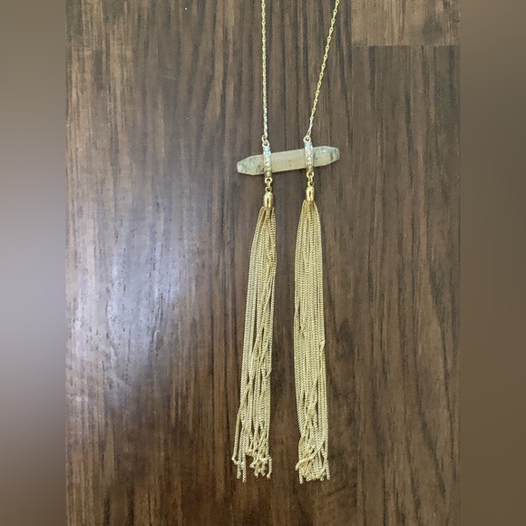 WHBM Yellow stone shard tassel pendant necklace - Picture 9 of 12